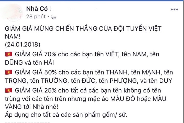 Hàng ăn, spa đến thớt gỗ: Đồng loạt giảm giá mừng thắng lợi U23 Việt Nam